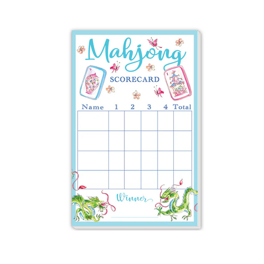 Rosanne Beck - Mahjong Scorecard Notepad - Butterflies & Dragons - Findlay Rowe Designs
