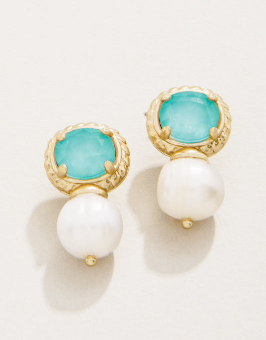 Spartina 449 - Earring - Karina Petite Pearl Stud - Ocean Blue - Findlay Rowe Designs