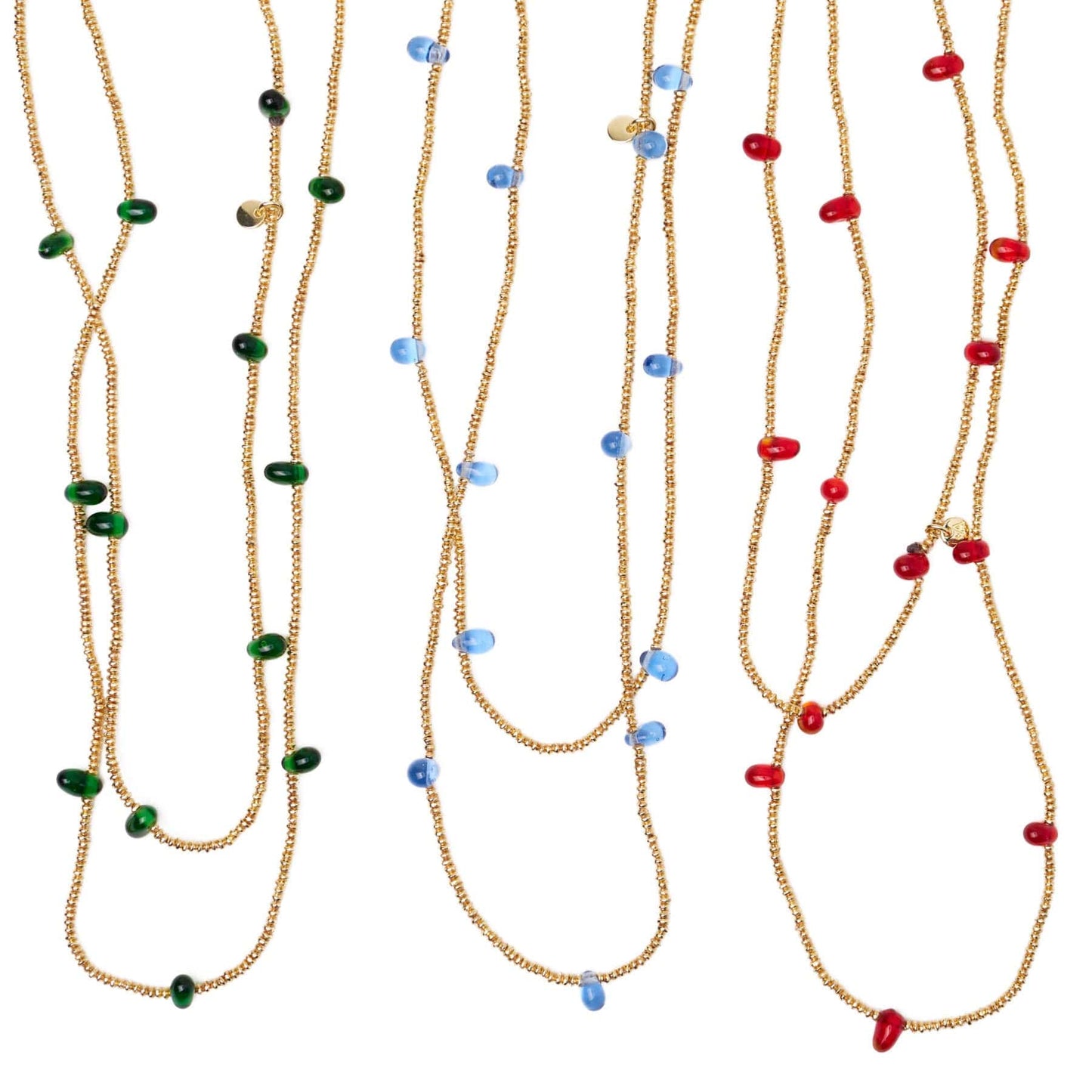 Ink & Alloy - Necklace - Portia Brass Necklace With Glass Beads - Blue - Findlay Rowe Designs