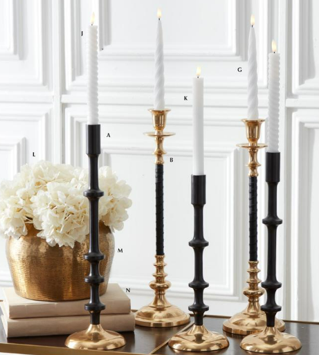 Candleholders - Taper - Black & Gold
