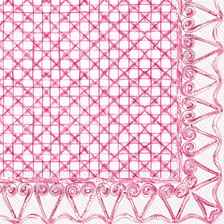 Napkin - Cocktail - Botanical Cane - Pink - Findlay Rowe Designs