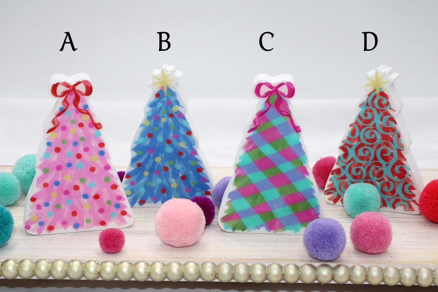 Christmas Decor - Epoxy Cutout Tree 4in Small - Assorted