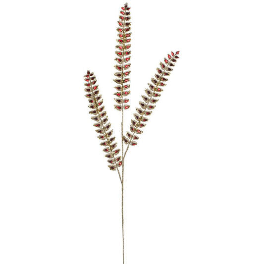 Allstate Floral - 34.5" Glittered Rhinestone Mini Leaf Spray - Red - Findlay Rowe Designs
