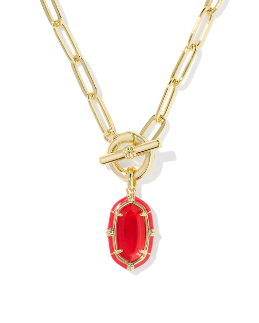 Kendra Scott - Necklace - Elisa Gold Enamel Link and Chain - Gold Red Illusion - Findlay Rowe Designs