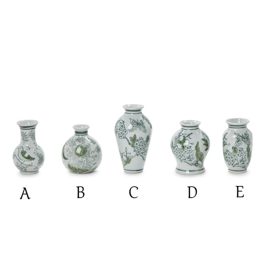 Vases - Green and White Chinoiserie - Primrose and Lotus - Findlay Rowe Designs
