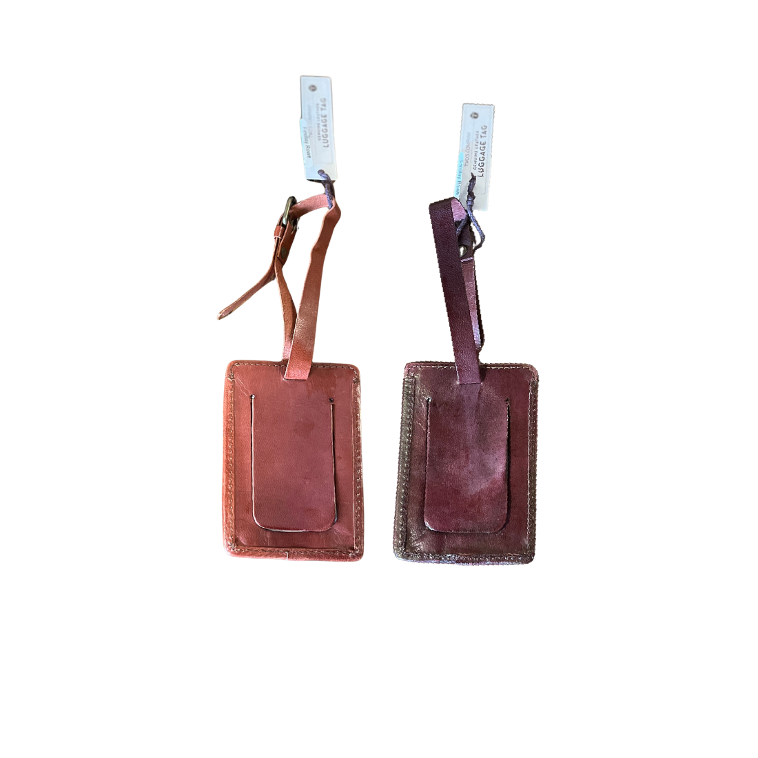 Luggage Tag - Chestnut Woven Leather