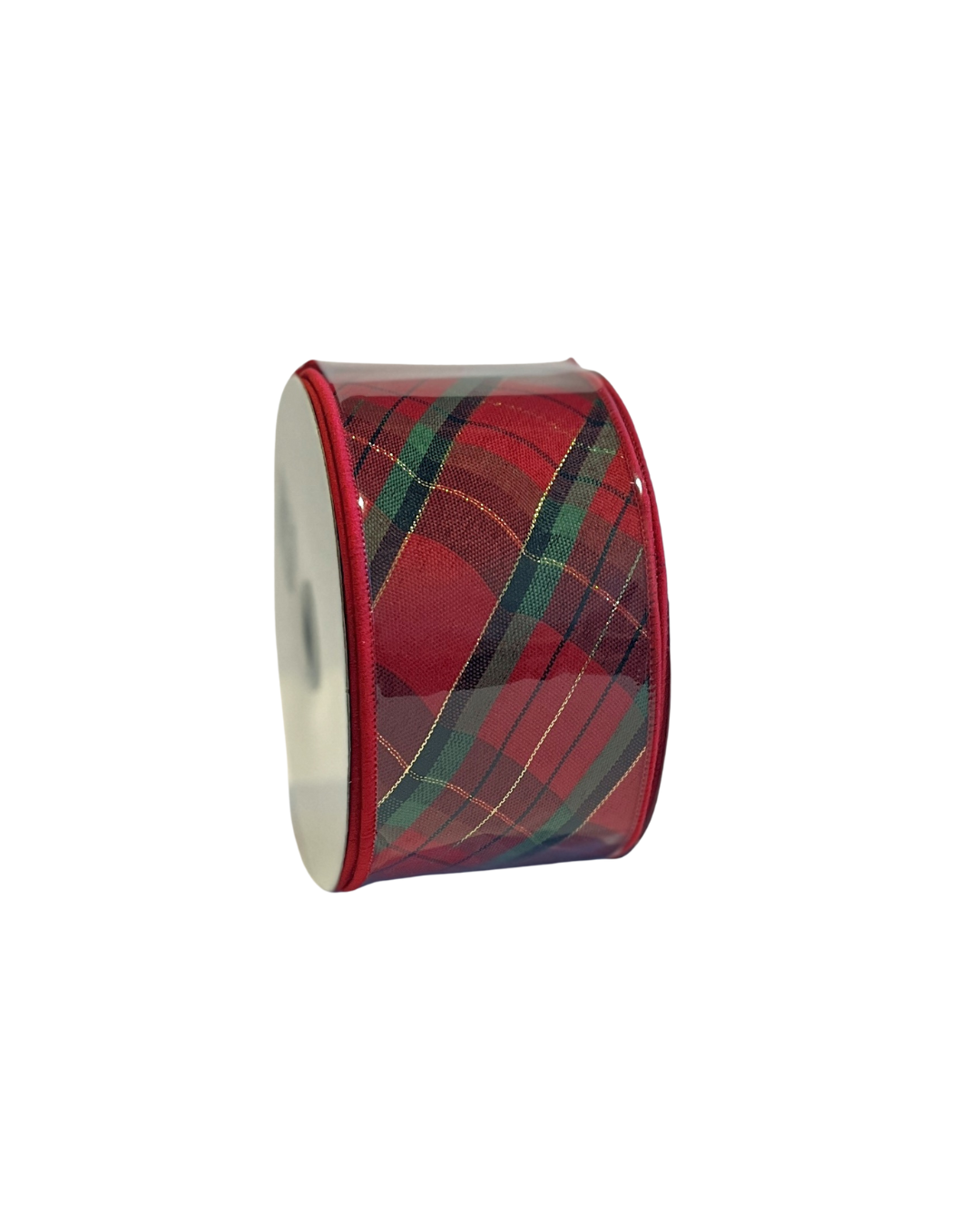 A&B Floral - Ribbon - 2.5in Red Green Gold Plaid
