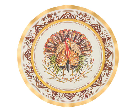 Sophistiplate - Wavy Edge Dinner Plate - Turkey & Gourds