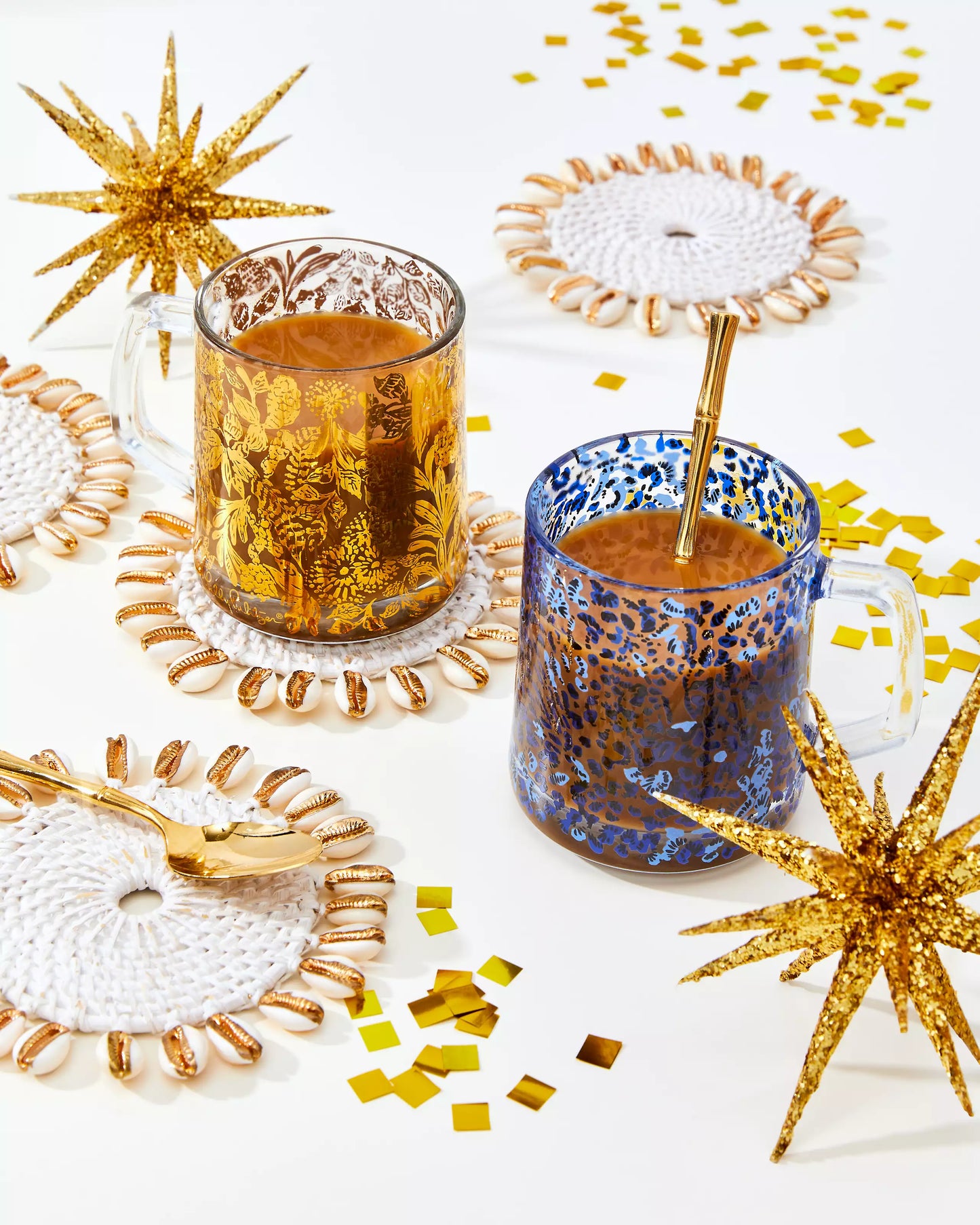 Lilly Pulitzer - Glass Mug - Gold Calypso Coast - Findlay Rowe Designs