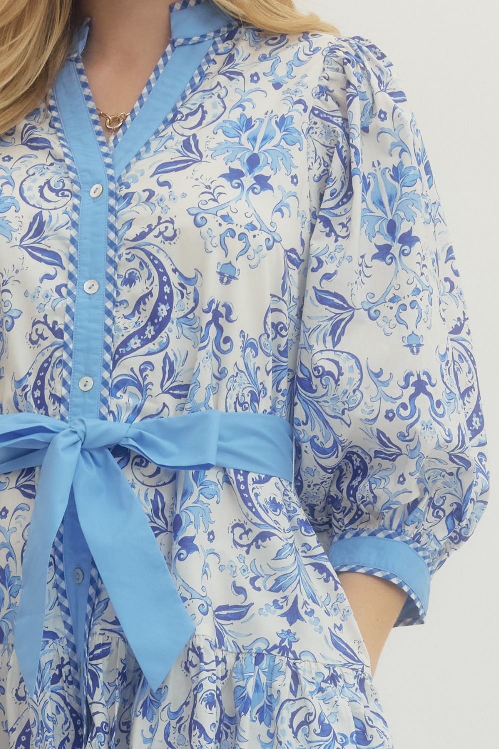 Entro - Dress - Mini Floral Scroll - Royal Blue - Findlay Rowe Designs