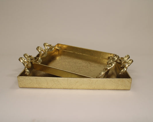 Metal Trays with Bow Handles - Gilded Gold - Findlay Rowe Designs