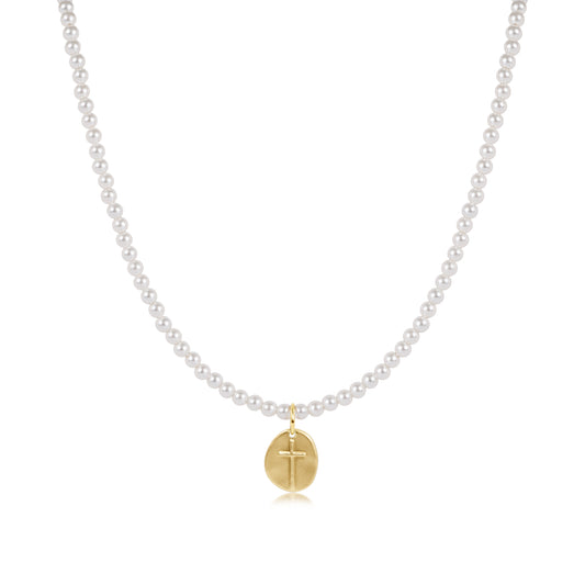 Enewton - 15" Choker Classic Pearl 3mm Bead - Inspire Small Gold Charm - Findlay Rowe Designs