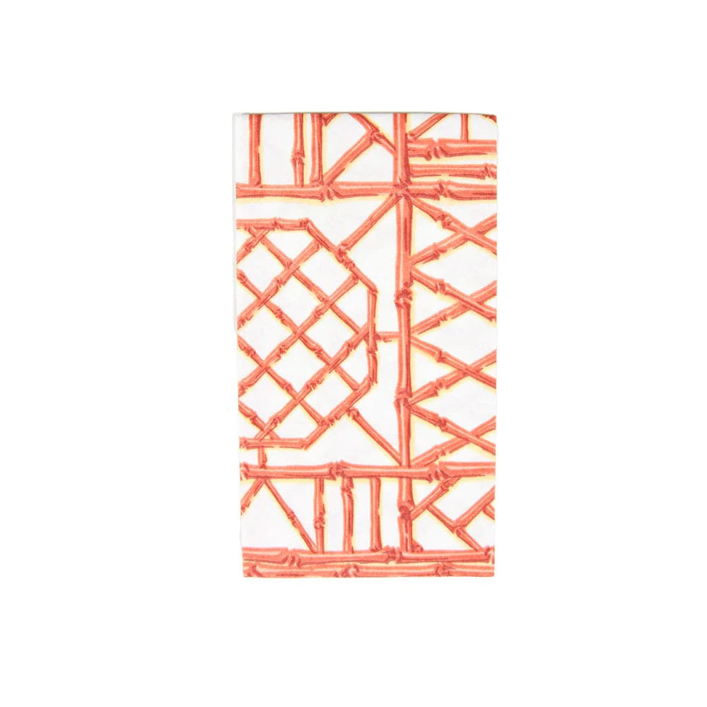 Caspari - Guest Towel Napkins - Bamboo Screen Coral - Findlay Rowe Designs