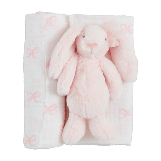 Mud Pie - Baby - Bow Swaddle Bunny Rattle Set - Findlay Rowe Designs