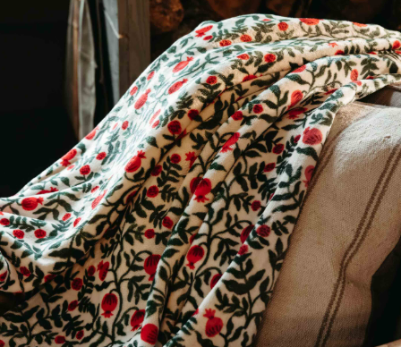 Rifle Paper Co - Fleece Blanket - Christmastide Pomegranate