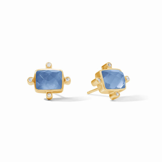 Julie Vos - Earring - Clara Stud - Iridescent Chalcedony Blue - Findlay Rowe Designs