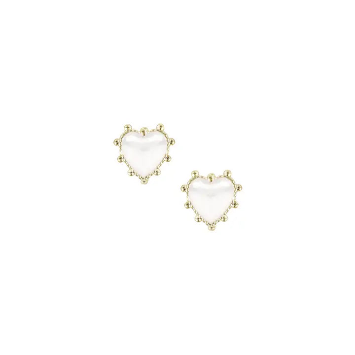 Natalie Wood - Earring - Adorned Heart Stud - White Enamel, - Findlay Rowe Designs