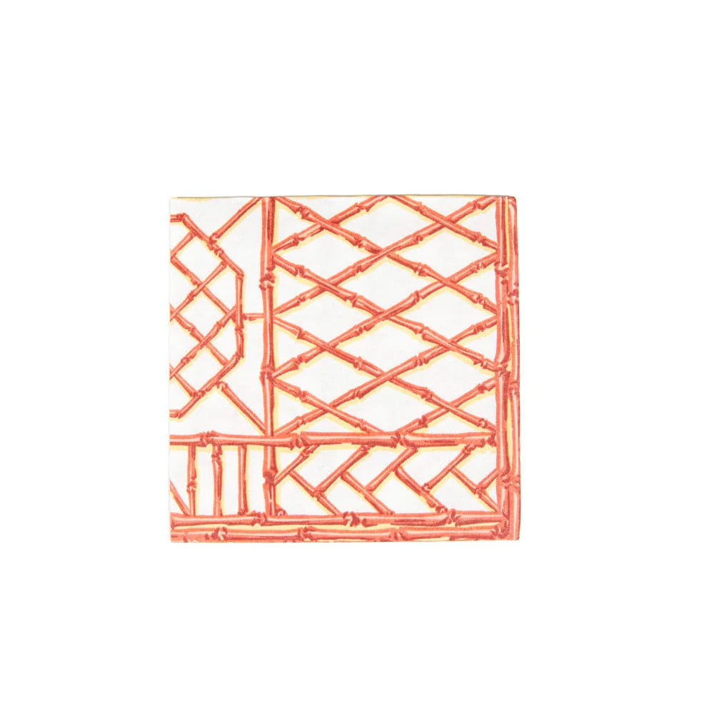 Caspari - Cocktail Napkins - Bamboo Screen Coral - Findlay Rowe Designs
