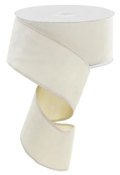 Decor Ribbon - 2.5in Velvet - Sheer Metallic Back - Ivory Gold