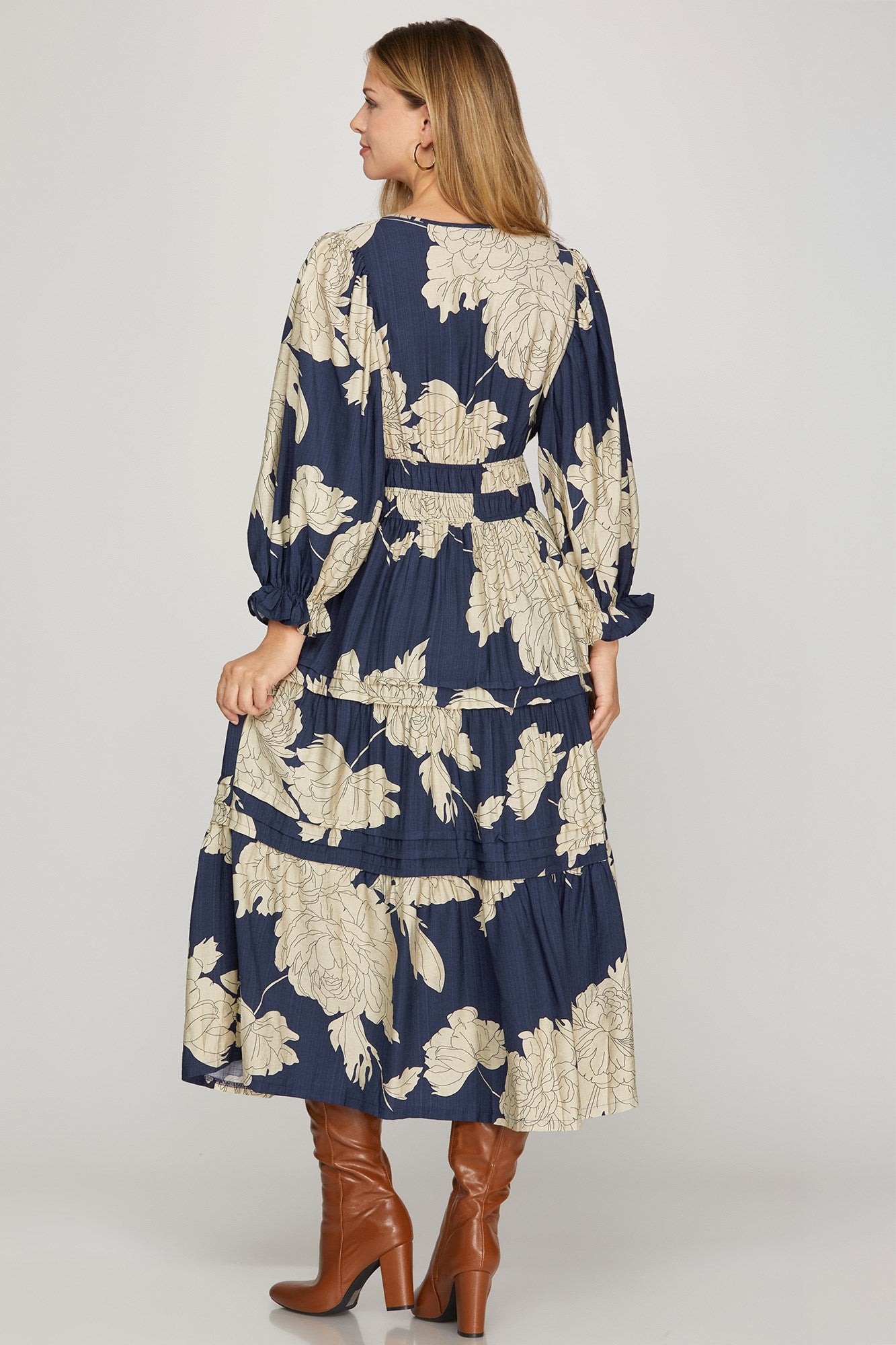 She+Sky - Dress - White Flower Midi - Navy - Findlay Rowe Designs