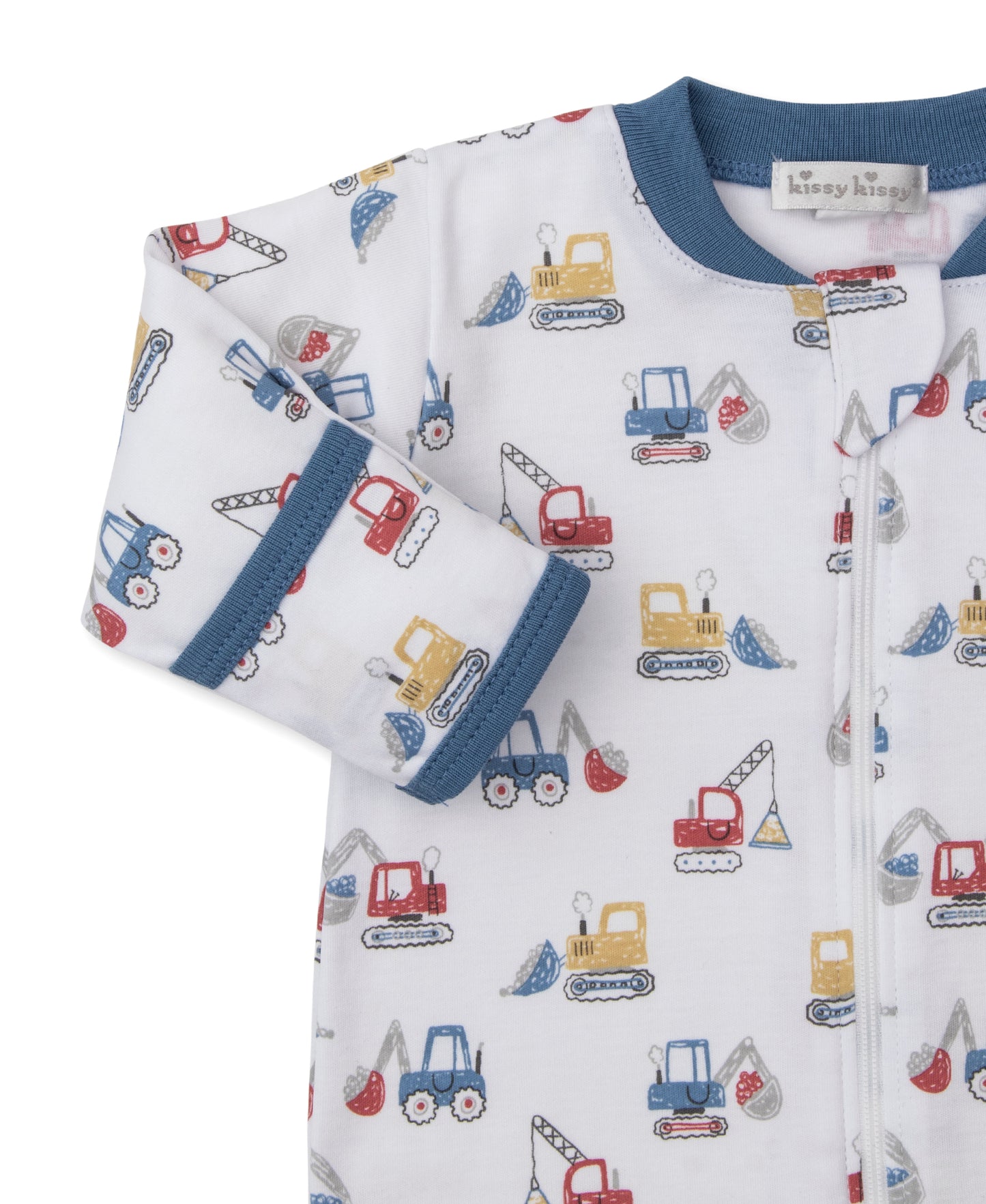 Kissy Kissy - Zip Footie - Diggers - Findlay Rowe Designs