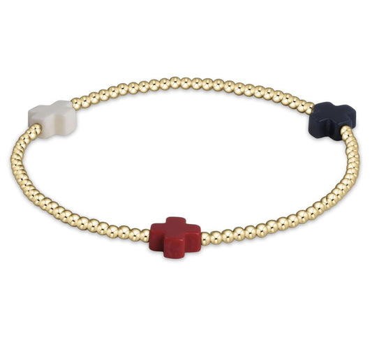 Enewton - Egirl - Signature Cross Small Gold Pattern 2mm Bead Bracelet - Firecracker - Findlay Rowe Designs