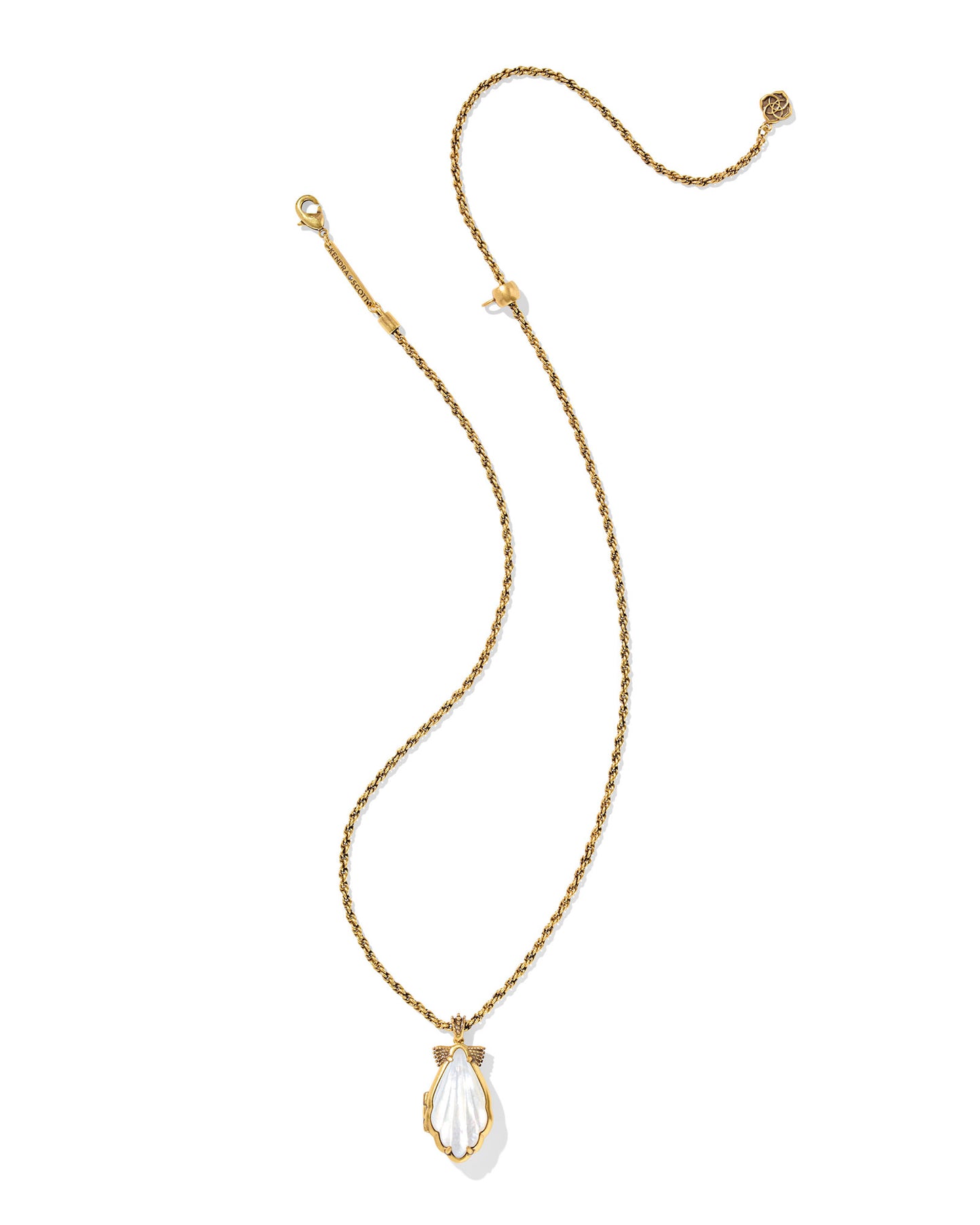 Kendra Scott - Necklace - Alexa Locket - Vintage Gold Ivory Mother Of Pearl - Findlay Rowe Designs