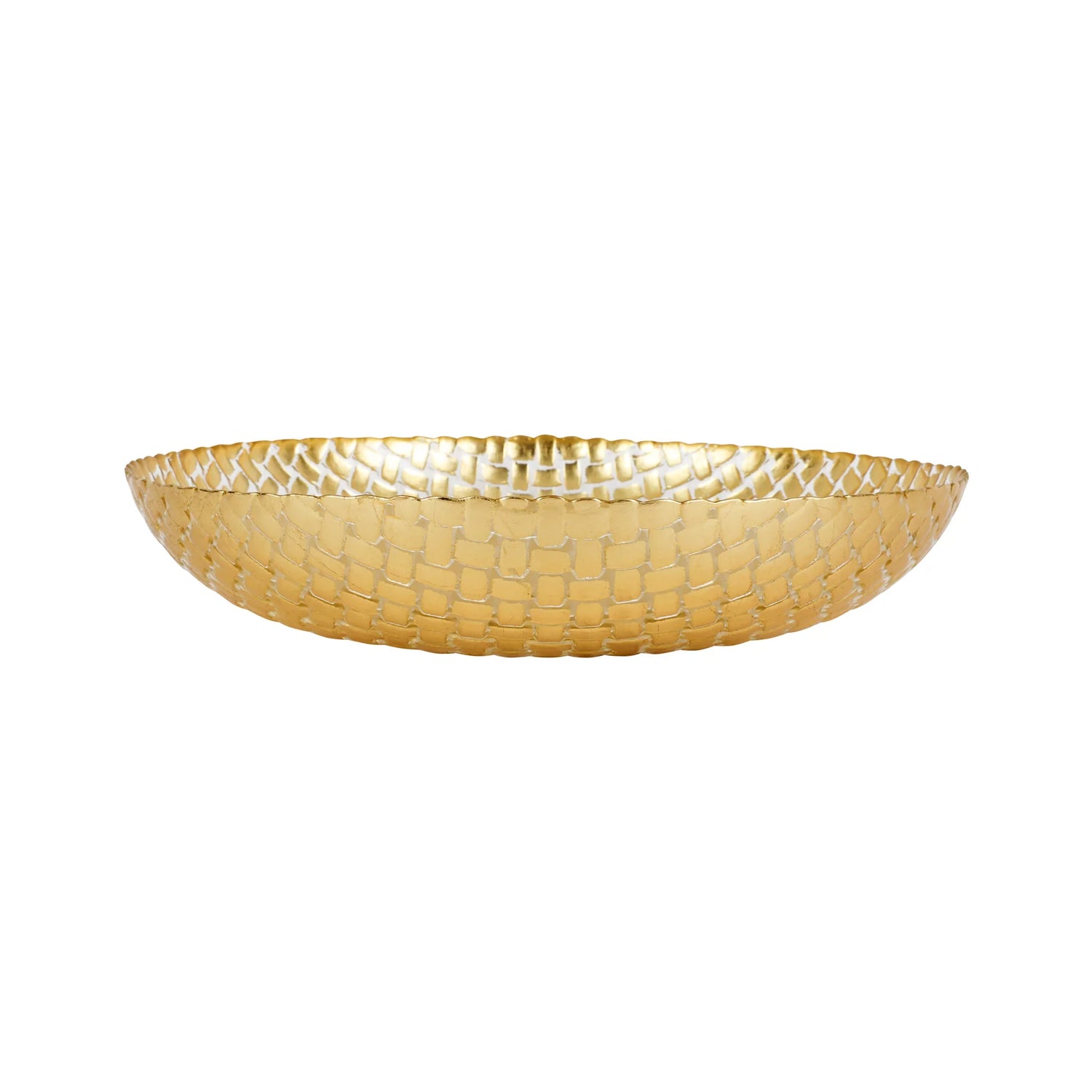 Vietri - Rufolo - Glass Gold Basketweave Large Shallow Bowl - Findlay Rowe Designs