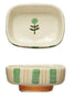 Hand-Painted Stoneware Dish w/ Stripes & Flower - Findlay Rowe Designs