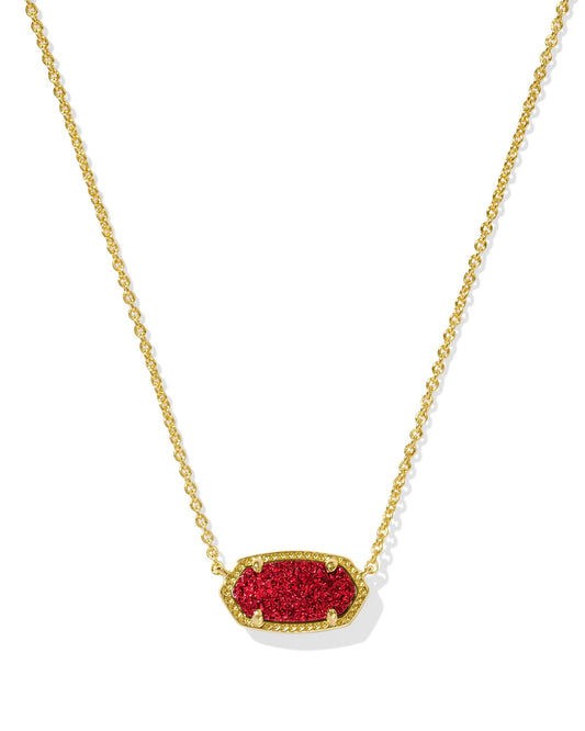 Kendra Scott - Necklace - Elisa Gold Short Pendant - Bright Red Drusy - Findlay Rowe Designs