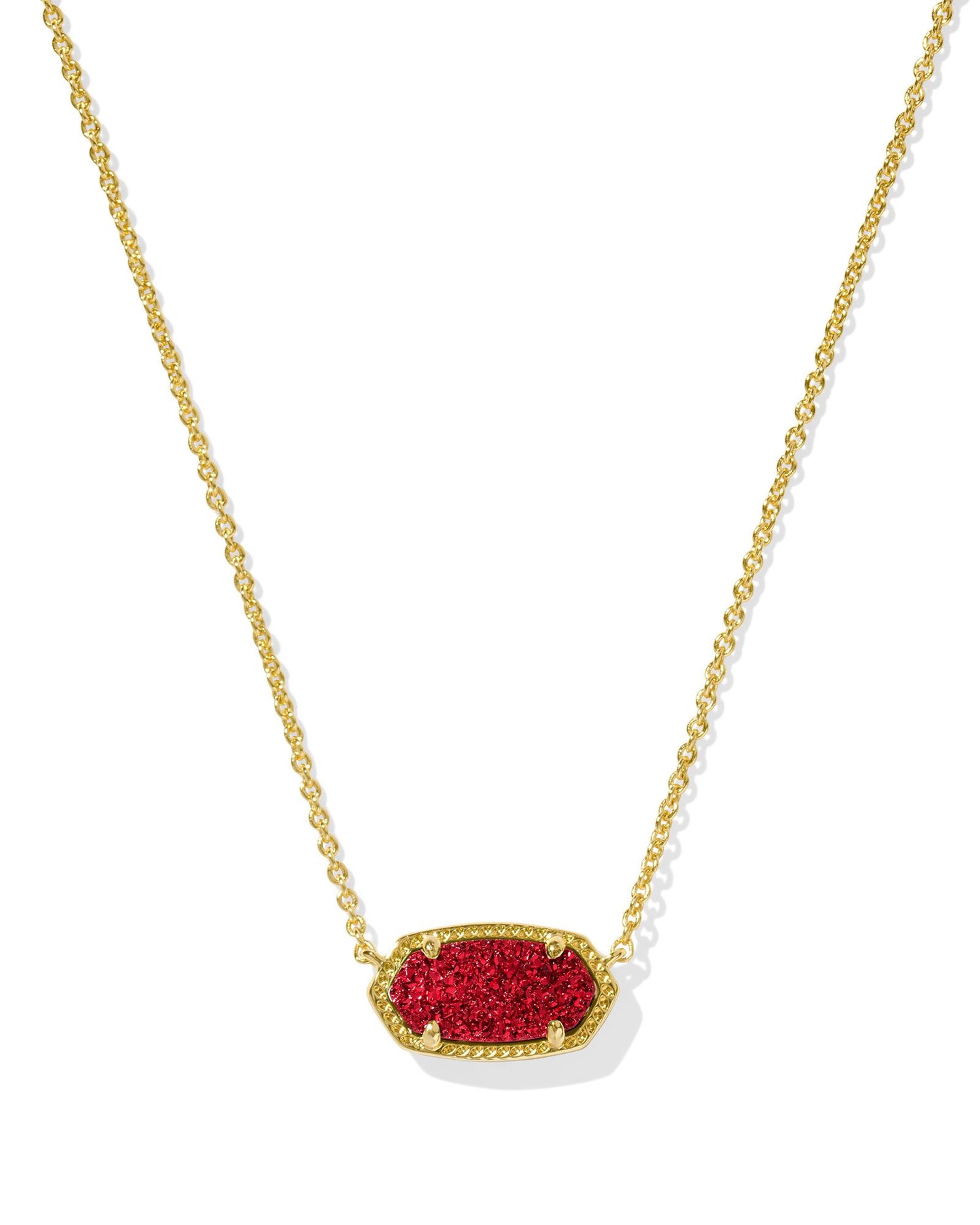 Kendra Scott - Necklace - Elisa Gold Short Pendant - Bright Red Drusy - Findlay Rowe Designs