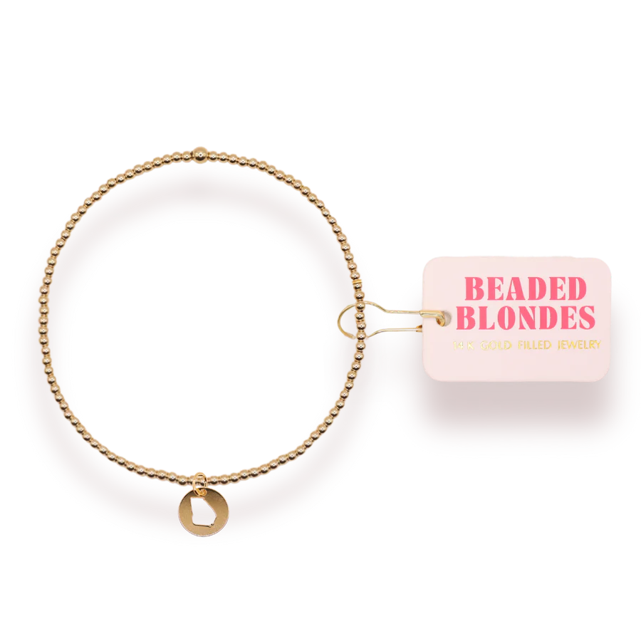 Beaded Blondes - Bracelet - Gold - Georgia State Cutout Charm - Findlay Rowe Designs