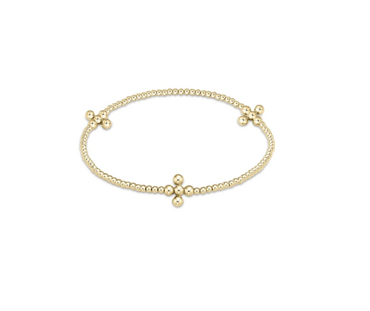 Enewton - Classic Beaded Signature Cross Gold - 2mm Bead Gold - Findlay Rowe Designs