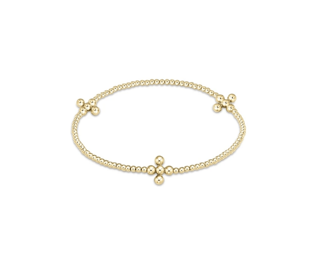 Enewton - Classic Beaded Signature Cross Gold - 2mm Bead Gold - Findlay Rowe Designs
