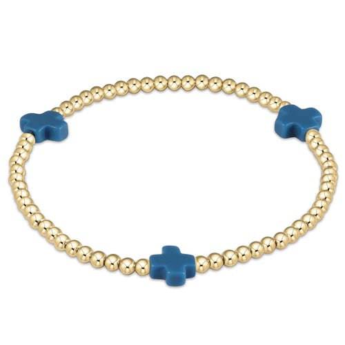 Enewton - Signature Cross Gold 3mm Bead Bracelet - Cobalt - Findlay Rowe Designs