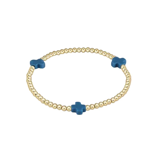Enewton - Signature Cross Gold 3mm Bead Bracelet - Cobalt - Findlay Rowe Designs