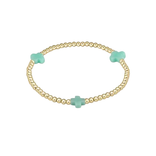 Enewton - Signature Cross Gold 3mm Bead Bracelet - Mint - Findlay Rowe Designs