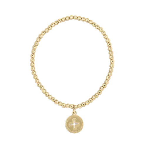Enewton - classic gold 3mm bead bracelet - signature cross gold disc - Findlay Rowe Designs