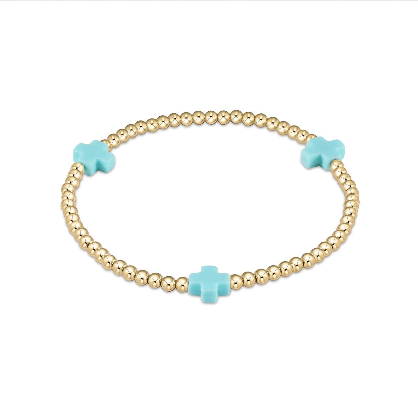 Enewton - egirl Signature Cross Gold Pattern 3mm Bead Bracelet - Mint - Findlay Rowe Designs