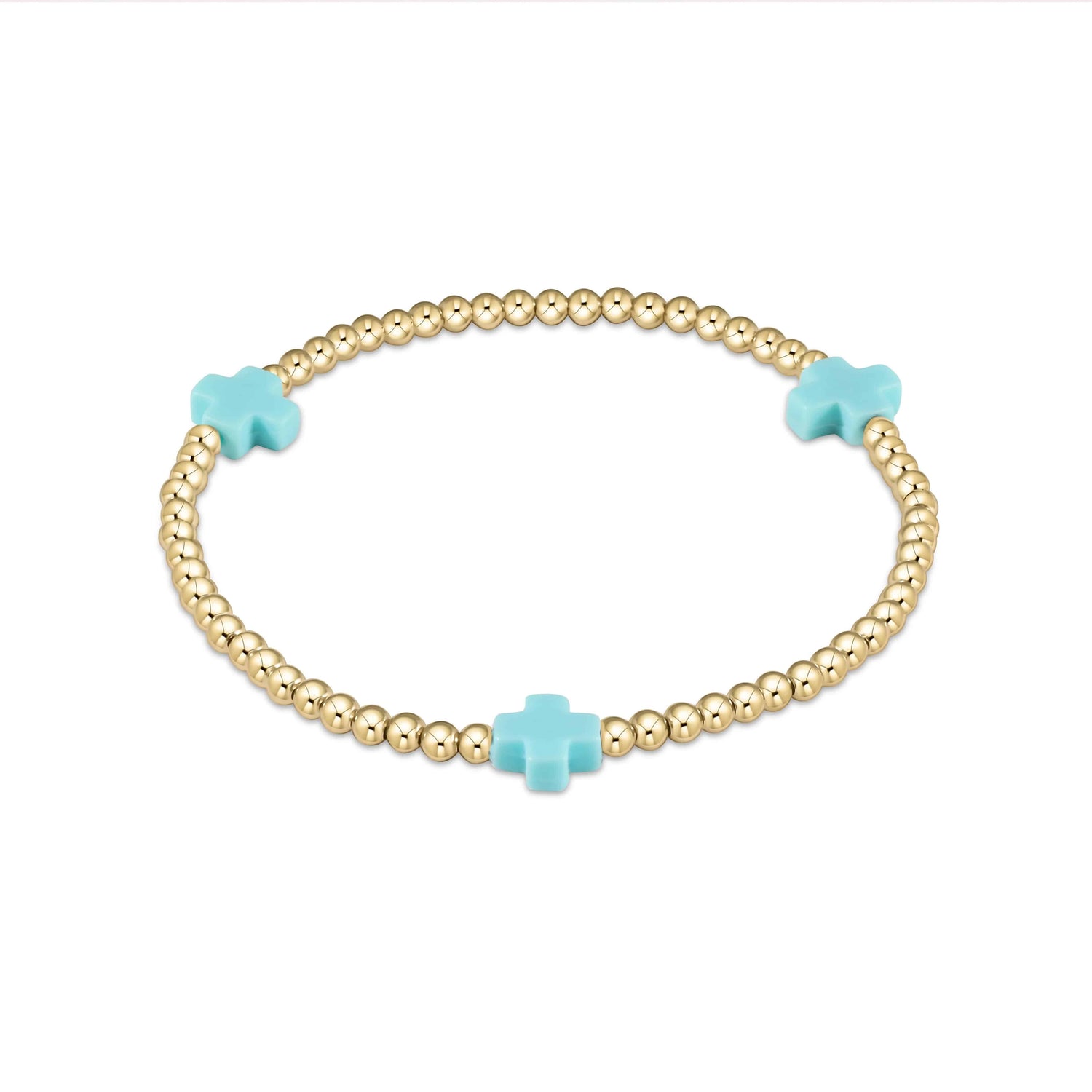 Enewton - egirl Signature Cross Gold Pattern 3mm Bead Bracelet - Mint - Findlay Rowe Designs