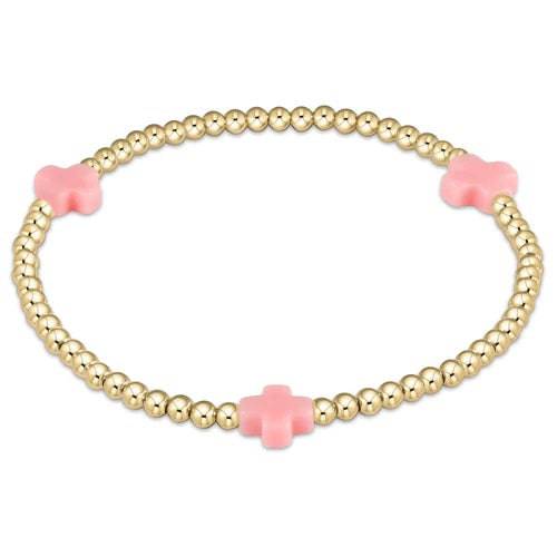 Enewton - Signature Cross Gold 3mm Bead Bracelet - Pink - Findlay Rowe Designs
