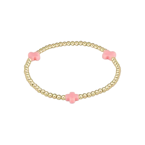 Enewton - Signature Cross Gold 3mm Bead Bracelet - Pink - Findlay Rowe Designs