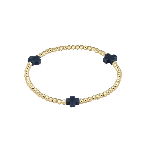 Enewton - Signature Cross Gold 3mm Bead Bracelet - Charcoal - Findlay Rowe Designs
