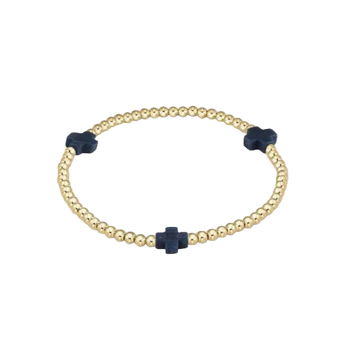 Enewton - Signature Cross Gold 3mm Bead Bracelet - Navy - Findlay Rowe Designs