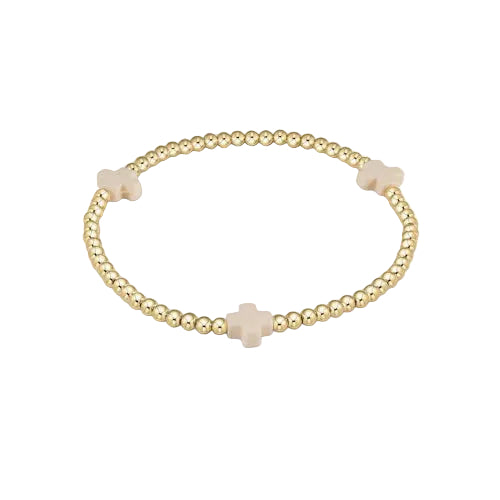 Enewton - Signature Cross Gold 3mm Bead Bracelet - Off White - Findlay Rowe Designs