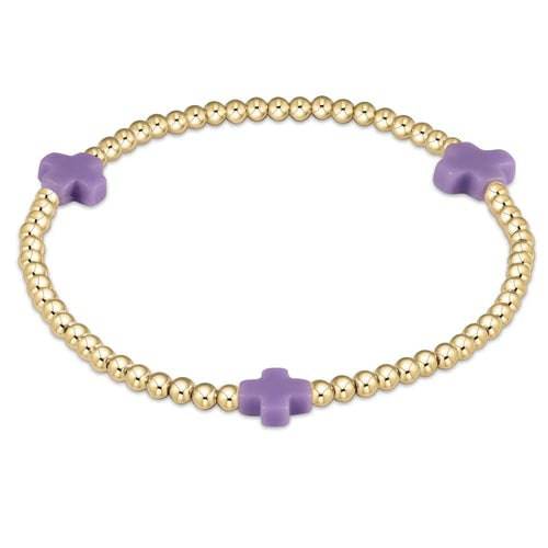 Enewton - signature cross gold pattern 3mm bead bracelet - purple - Findlay Rowe Designs