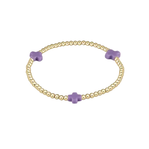 Enewton - Signature Cross Gold 3mm Bead Bracelet - Purple - Findlay Rowe Designs