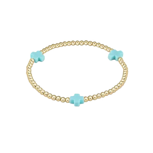 Enewton - Signature Cross Gold 3mm Bead Bracelet - Turquoise - Findlay Rowe Designs
