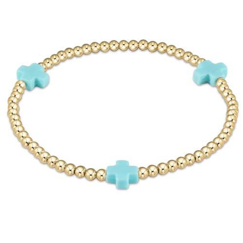 Enewton - Signature Cross Gold 3mm Bead Bracelet - Turquoise - Findlay Rowe Designs