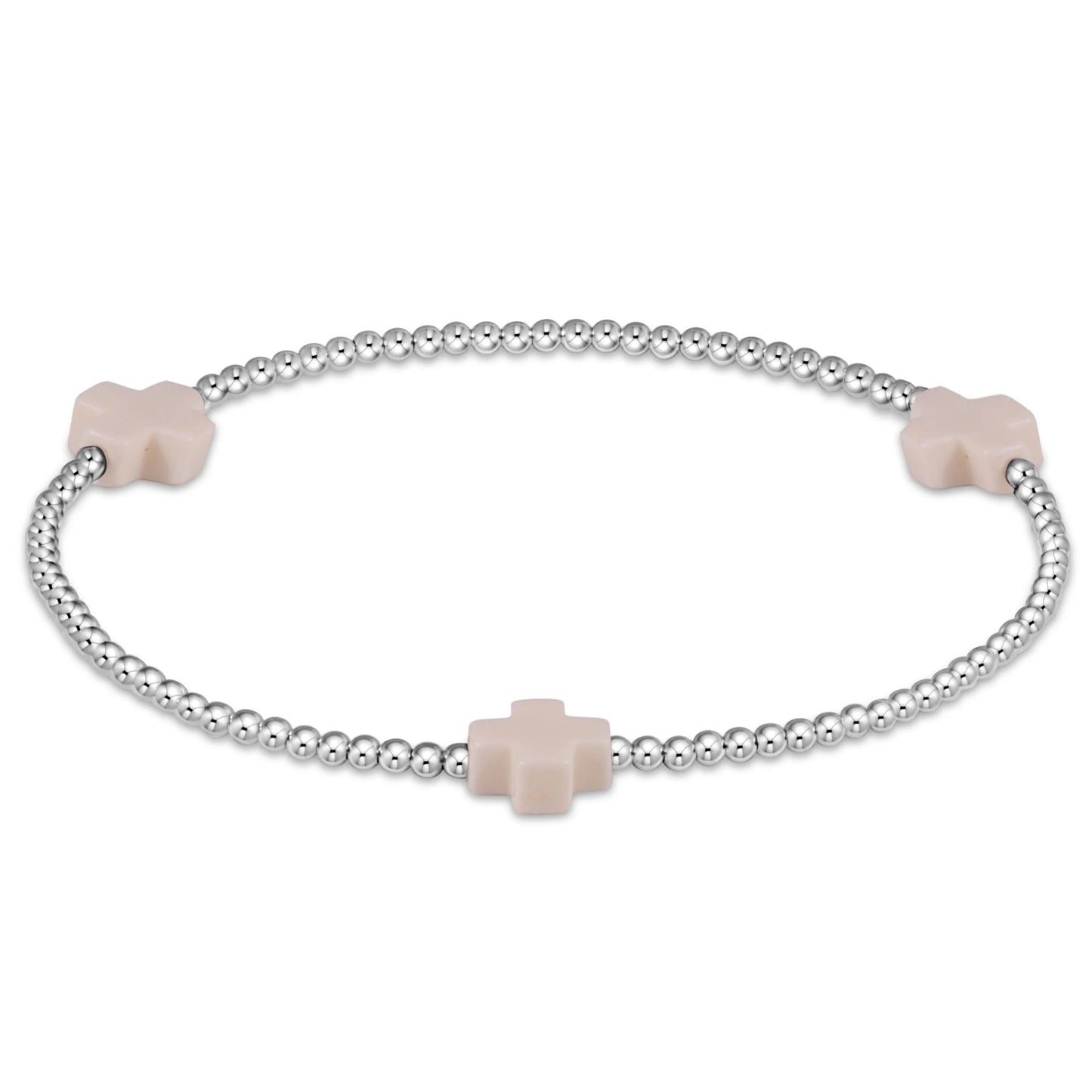 Enewton - Signature Cross Sterling Pattern 2mm Bead Bracelet - Off-White - Findlay Rowe Designs